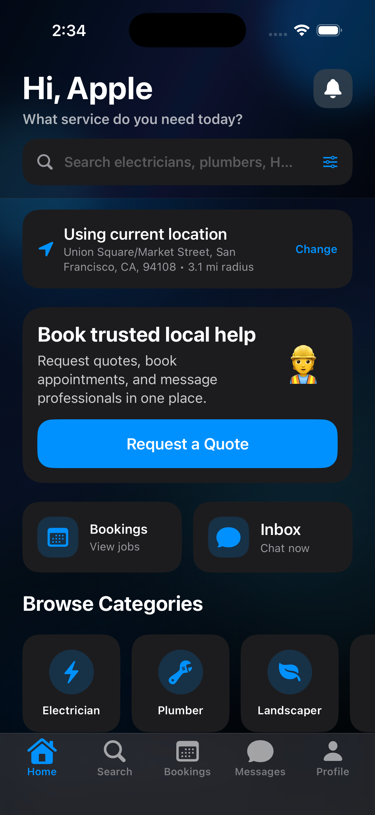 Customer app screenshot